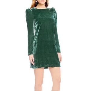 WAYF green velvet mini dress. XS. Like new.